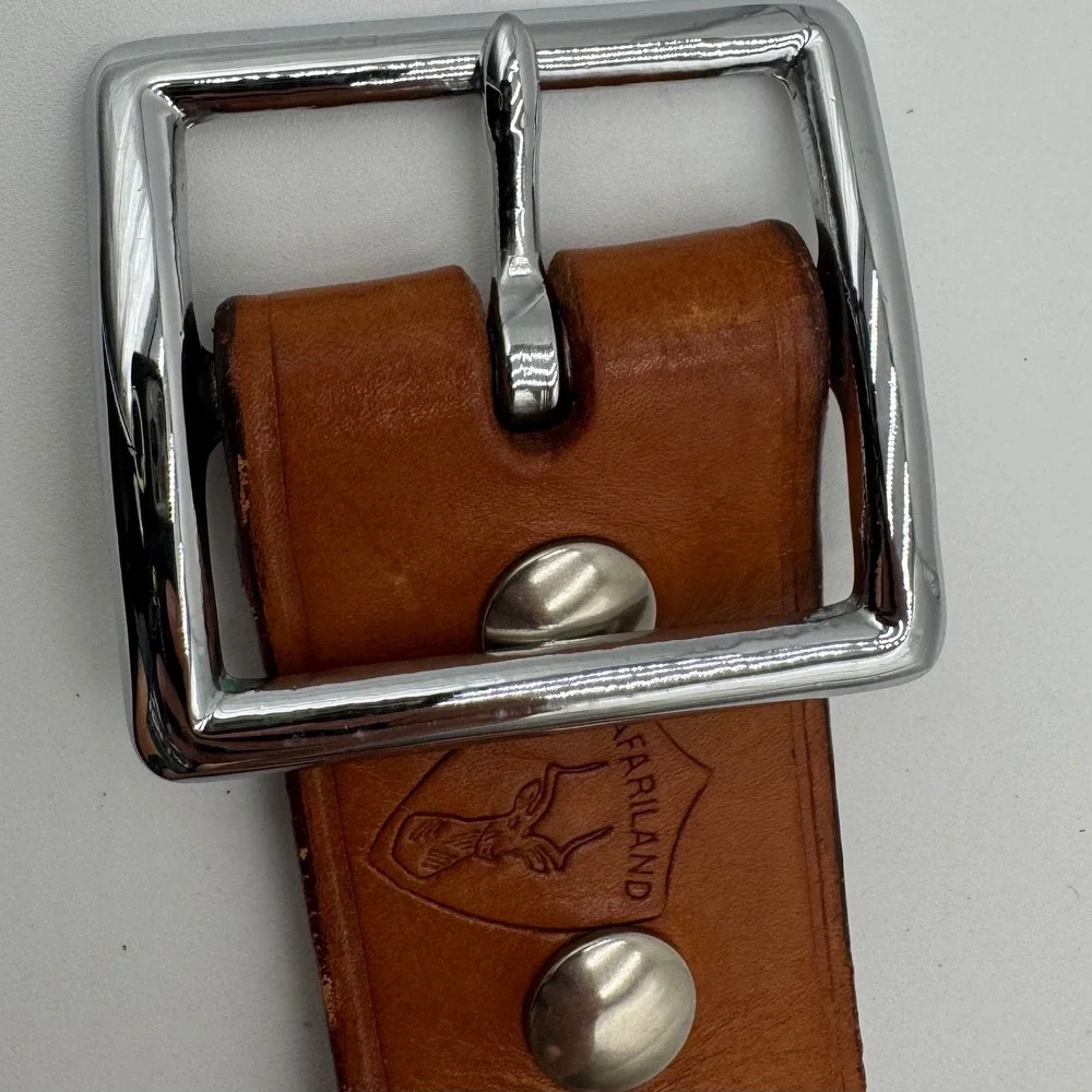 Safariland Leather Belt Solid Brass Removable Buckle Mens 34 Brown Western Vtg